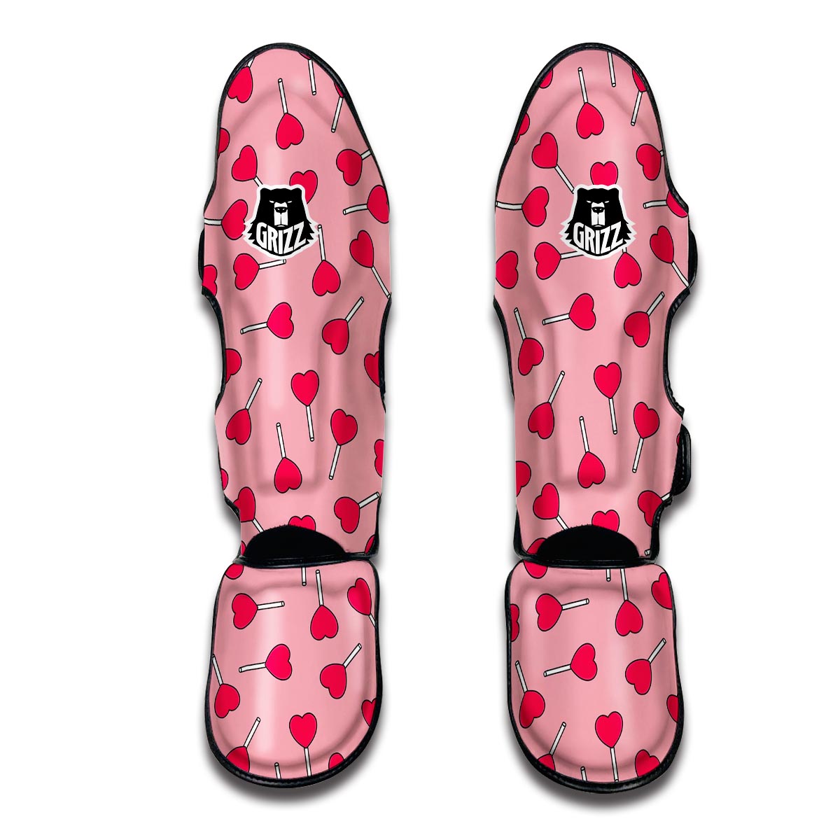 Lollipop Heart Print Pattern Muay Thai Shin Guards-grizzshop