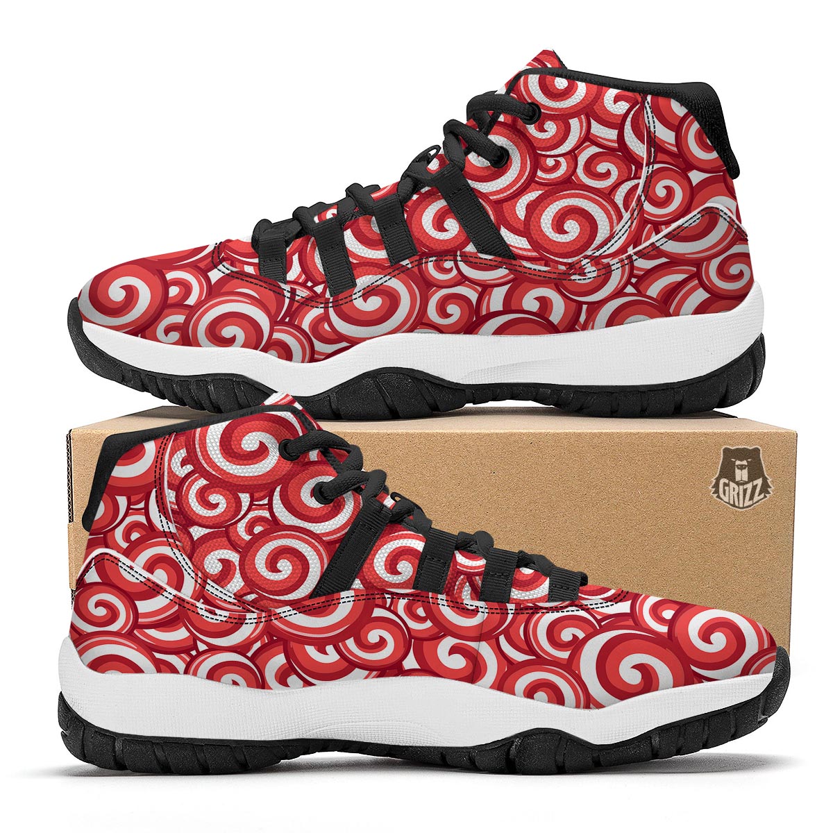 Lollipop Pattern Print Black Bball Shoes-grizzshop