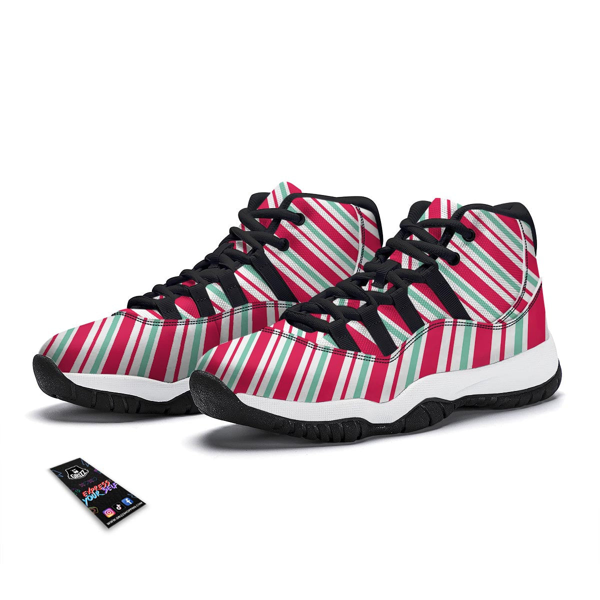 Lollipop Print Pattern Black Bball Shoes-grizzshop
