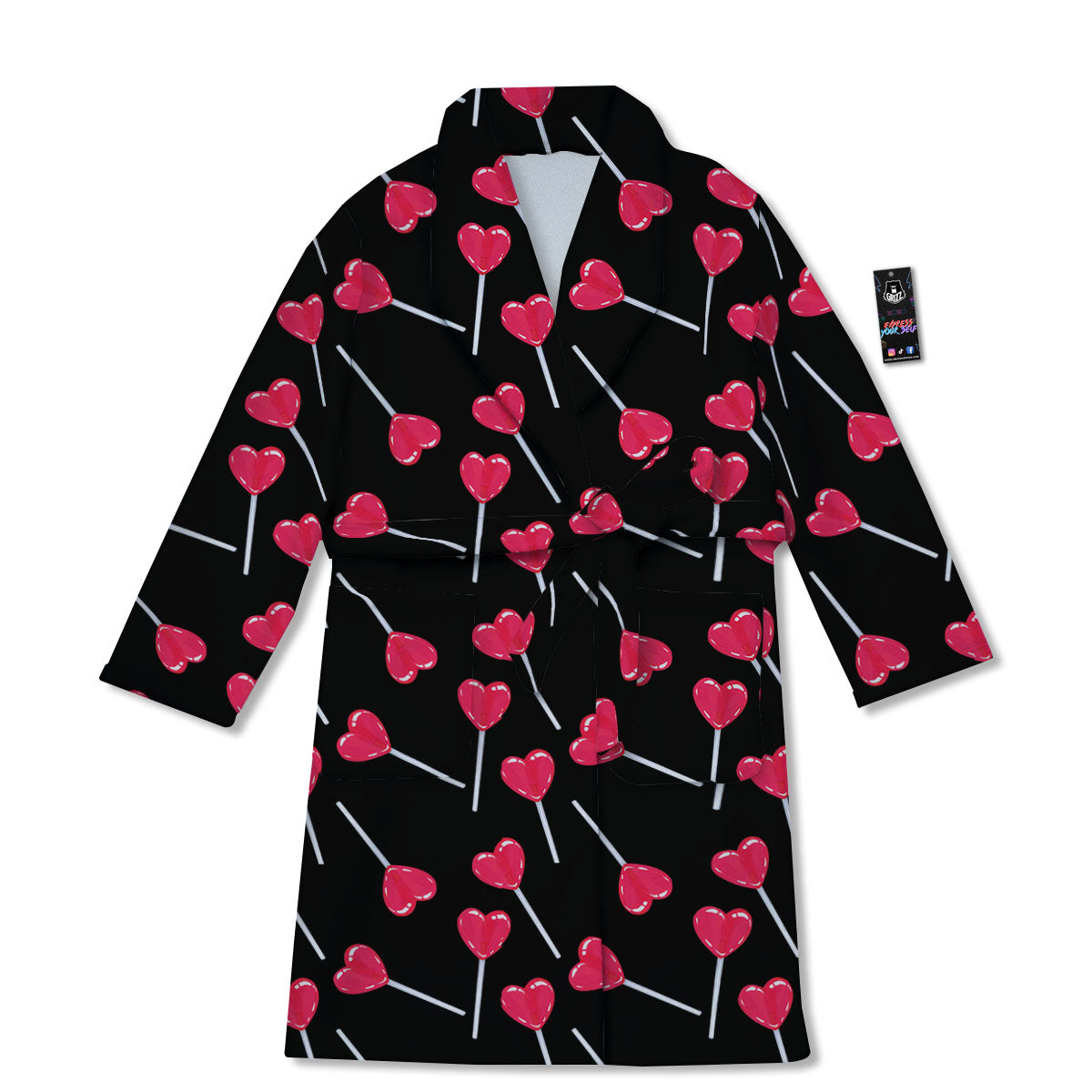 Lollipop Red Heart Print Pattern Bathrobe-grizzshop