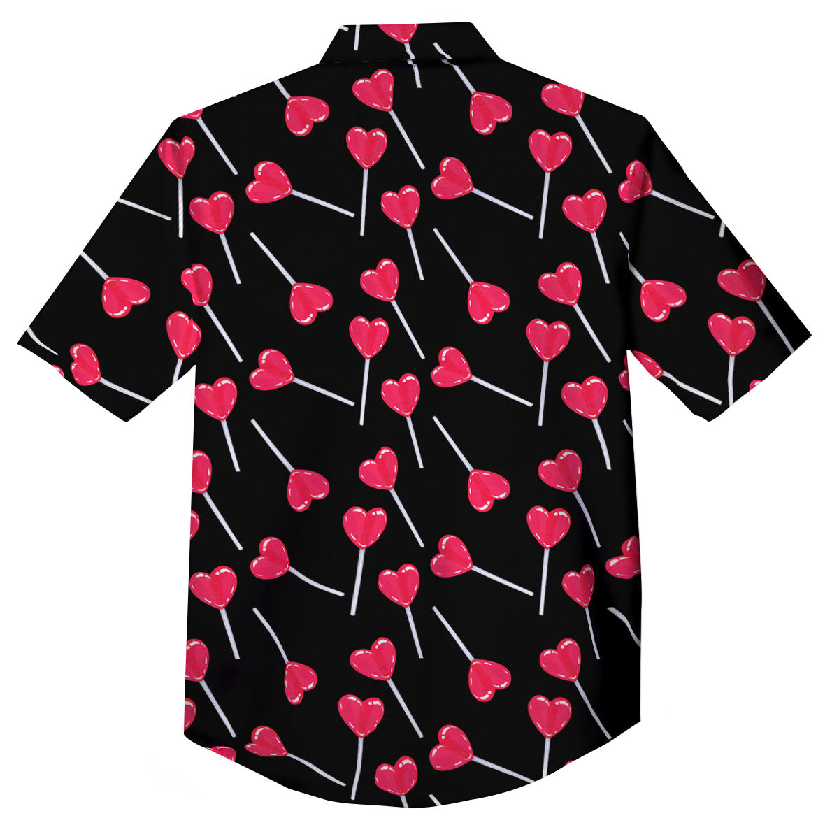 Lollipop Red Heart Print Pattern Button Up Shirt-grizzshop