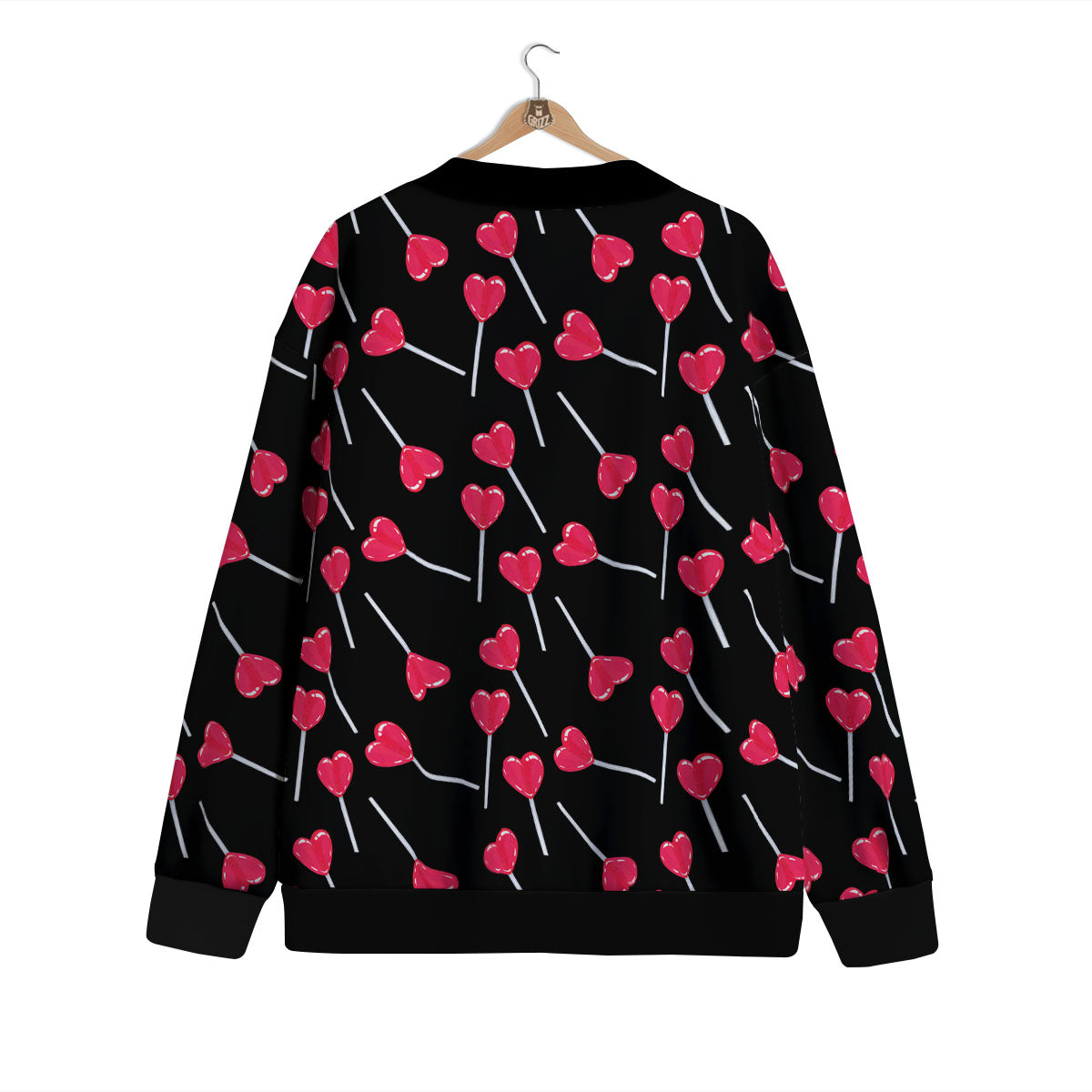 Lollipop Red Heart Print Pattern Cardigan-grizzshop