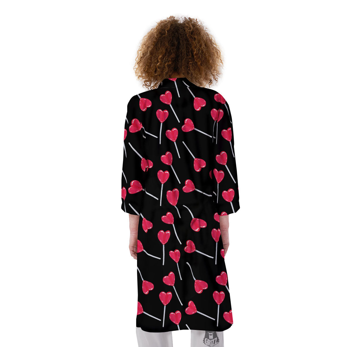 Lollipop Red Heart Print Pattern Kimono-grizzshop