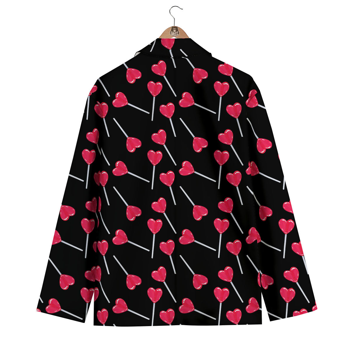 Lollipop Red Heart Print Pattern Men's Blazer-grizzshop