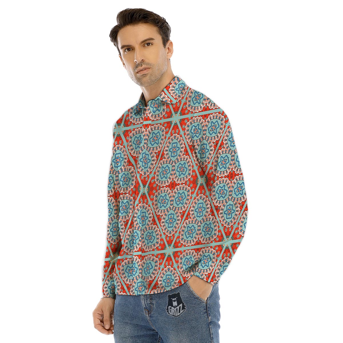 Lollipop Red Heart Print Pattern Men's Dress Shirts-grizzshop