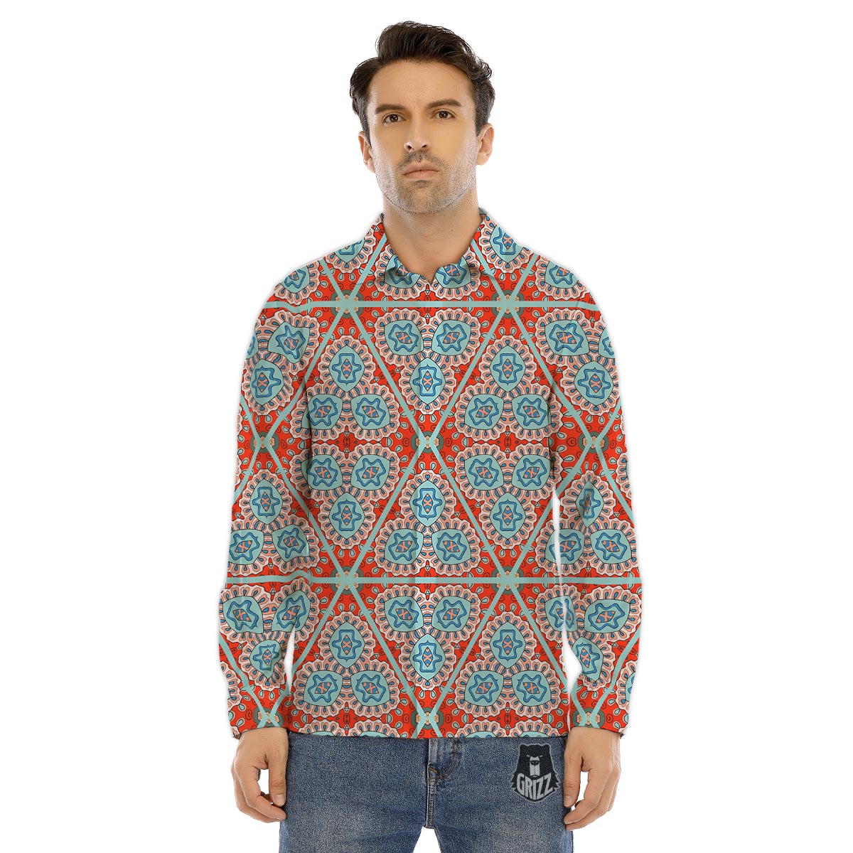 Lollipop Red Heart Print Pattern Men's Dress Shirts-grizzshop