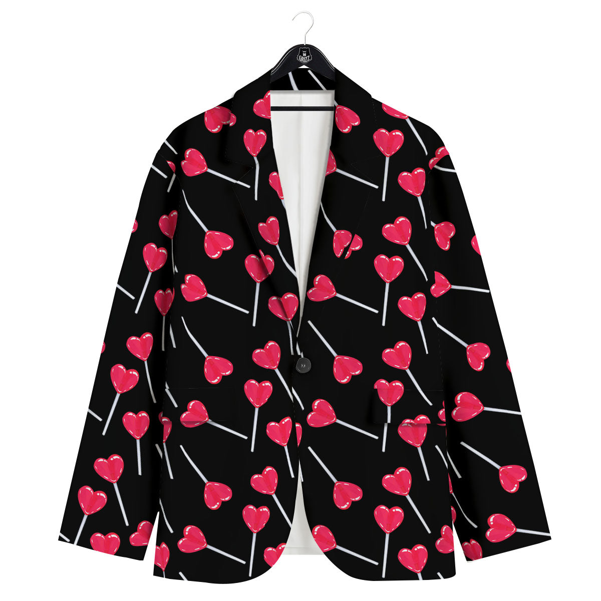 Lollipop Red Heart Print Pattern Men's Sport Coat-grizzshop