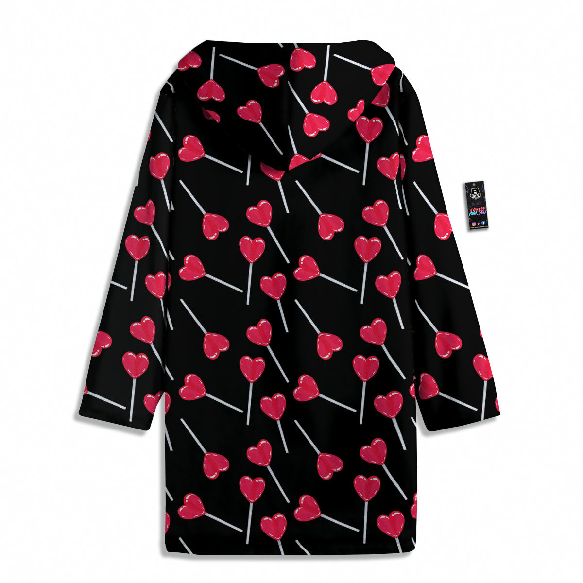 Lollipop Red Heart Print Pattern Men's Windbreaker Jacket-grizzshop