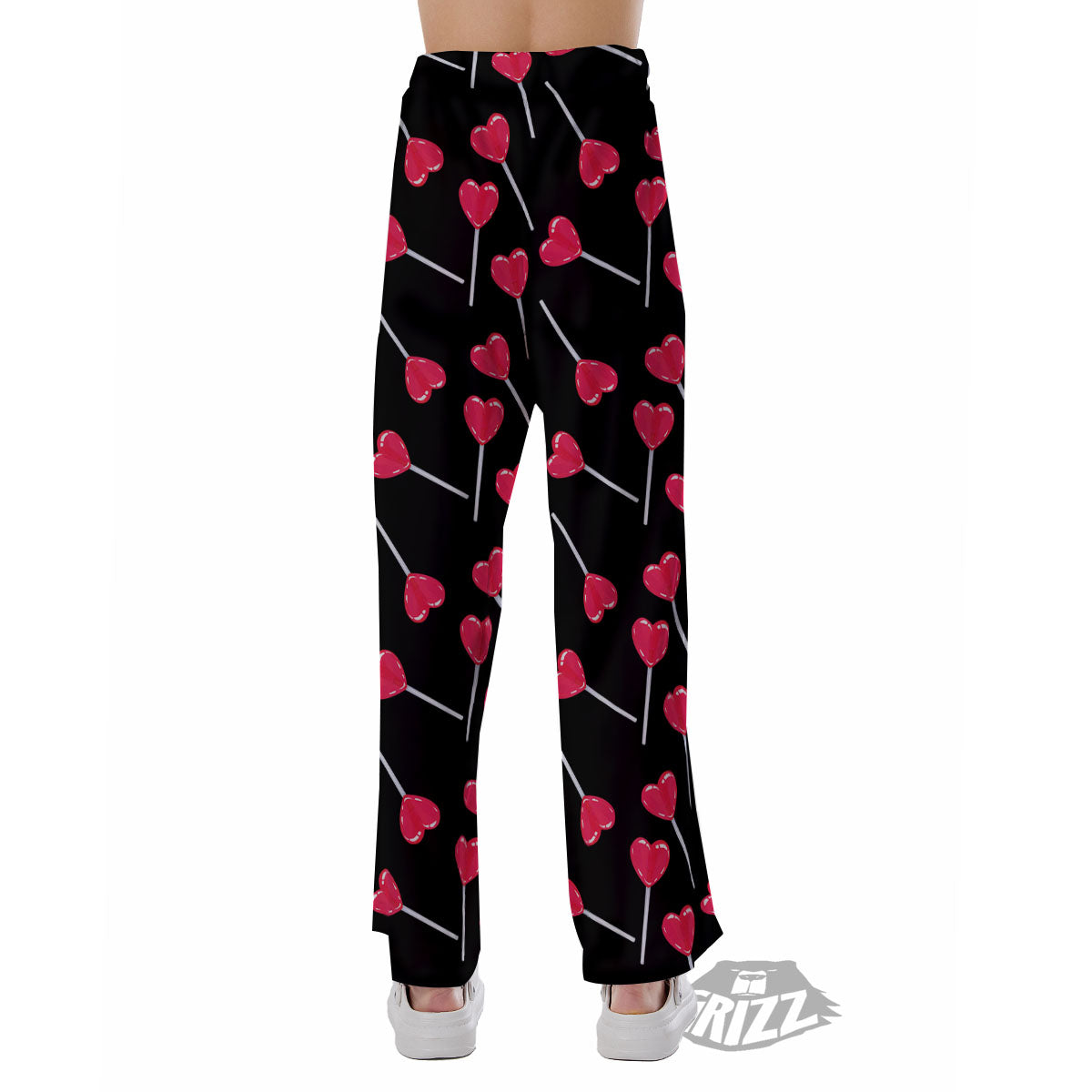 Lollipop Red Heart Print Pattern Pajama Pants-grizzshop