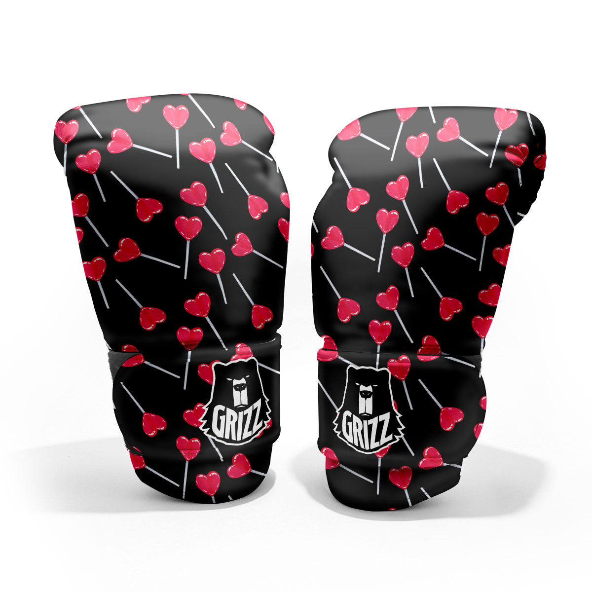 Lollipop Red Heart Print Pattern Pro Boxing Glove