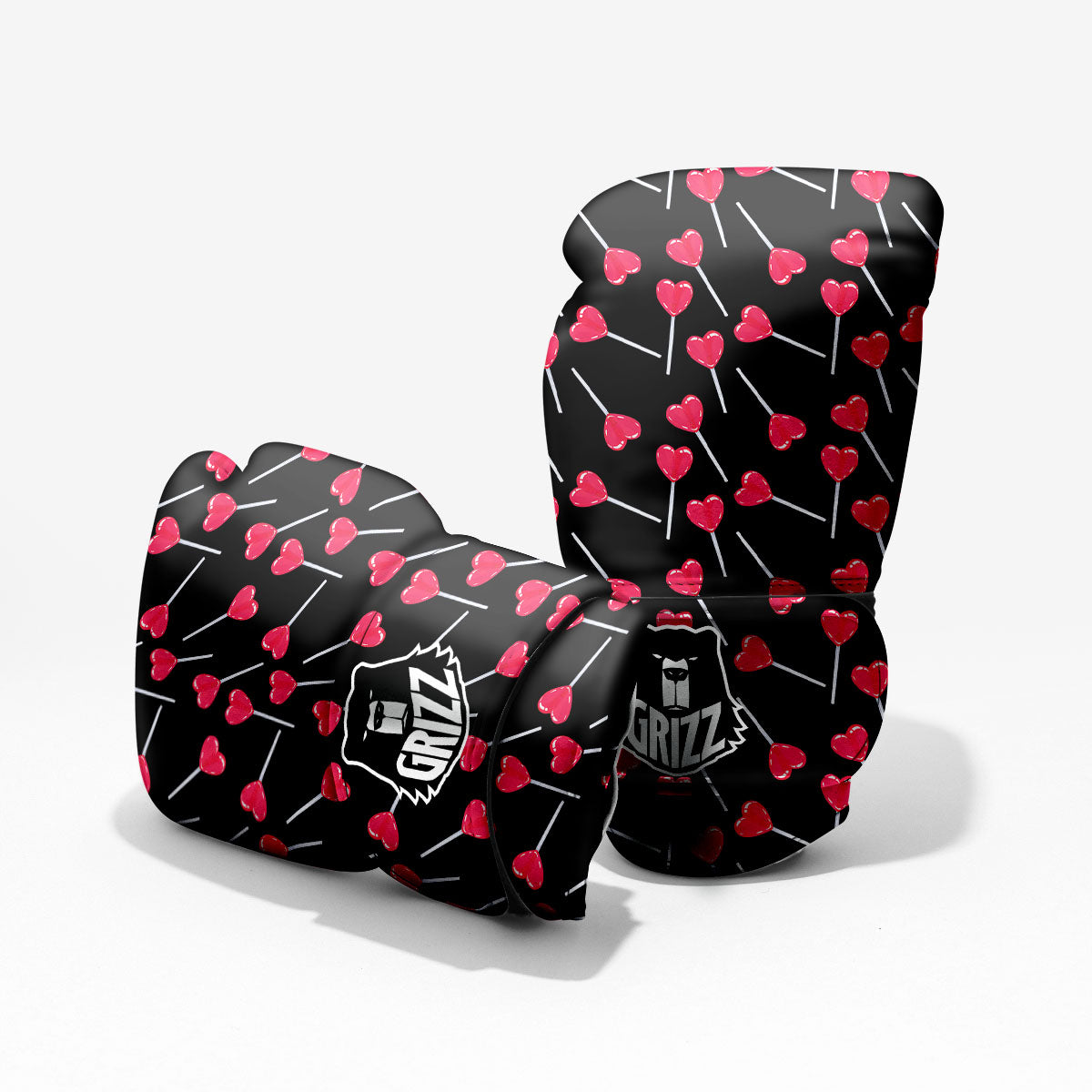 Lollipop Red Heart Print Pattern Pro Boxing Glove