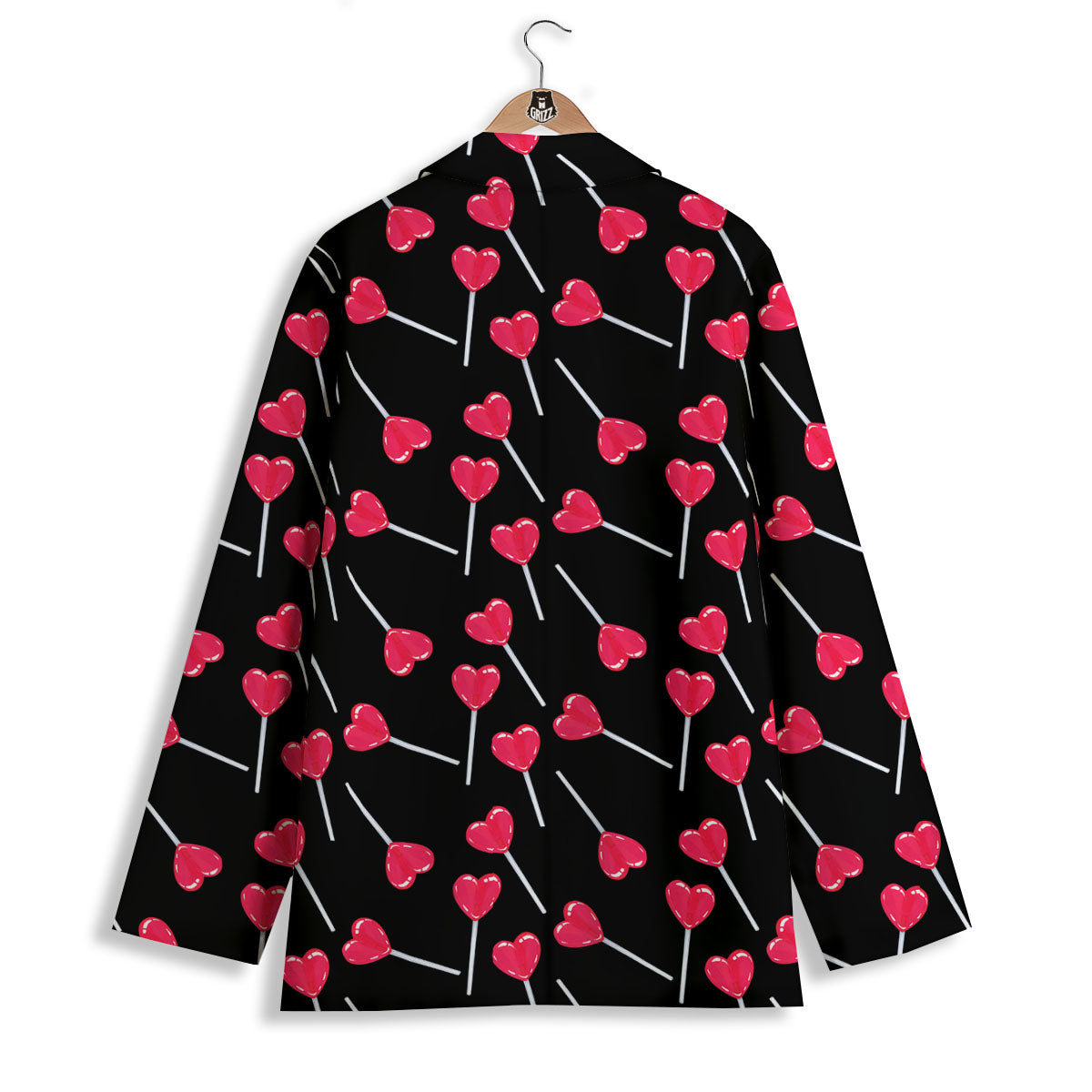 Lollipop Red Heart Print Pattern Women's Blazer-grizzshop