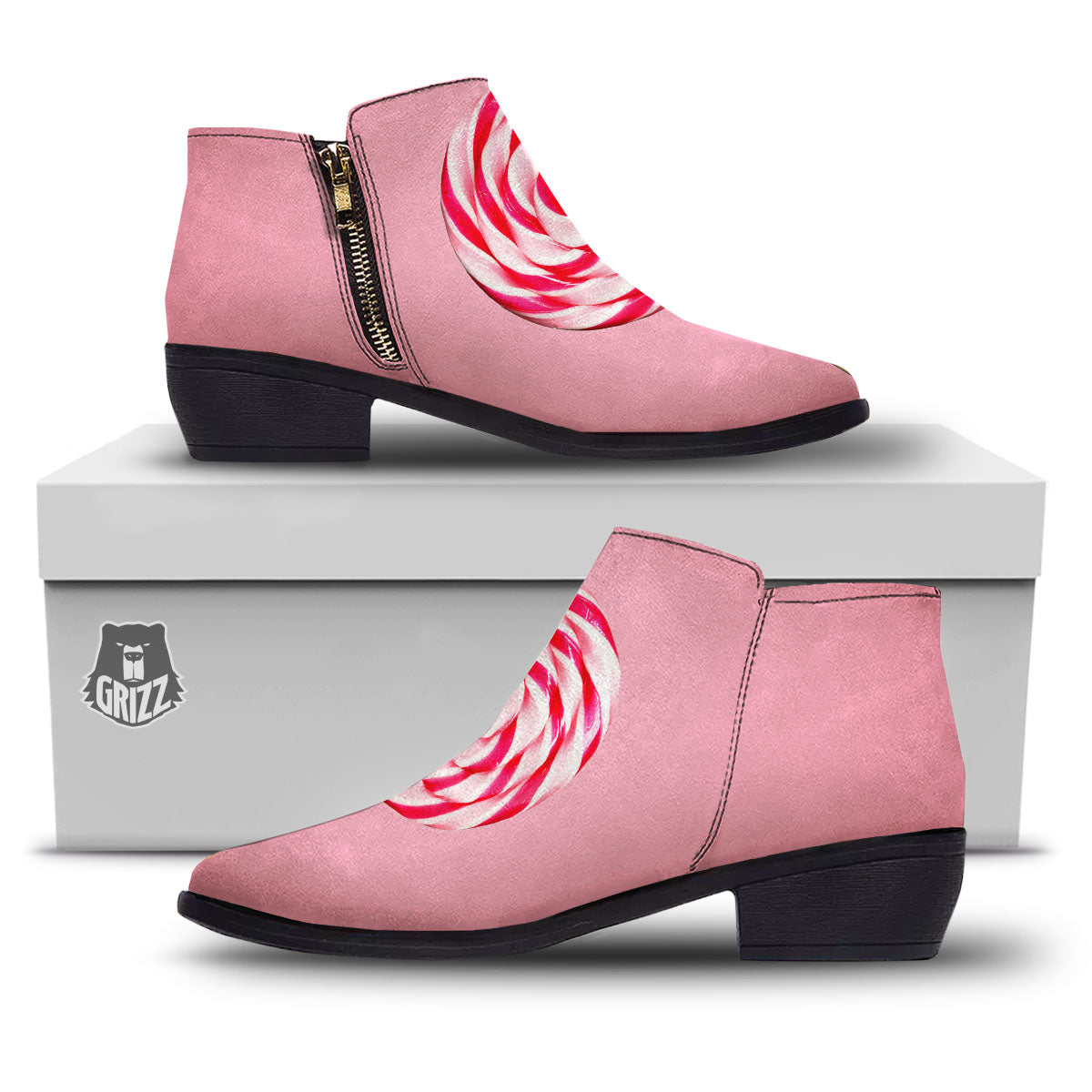 Lollipop Retro Print Ankle Boots-grizzshop