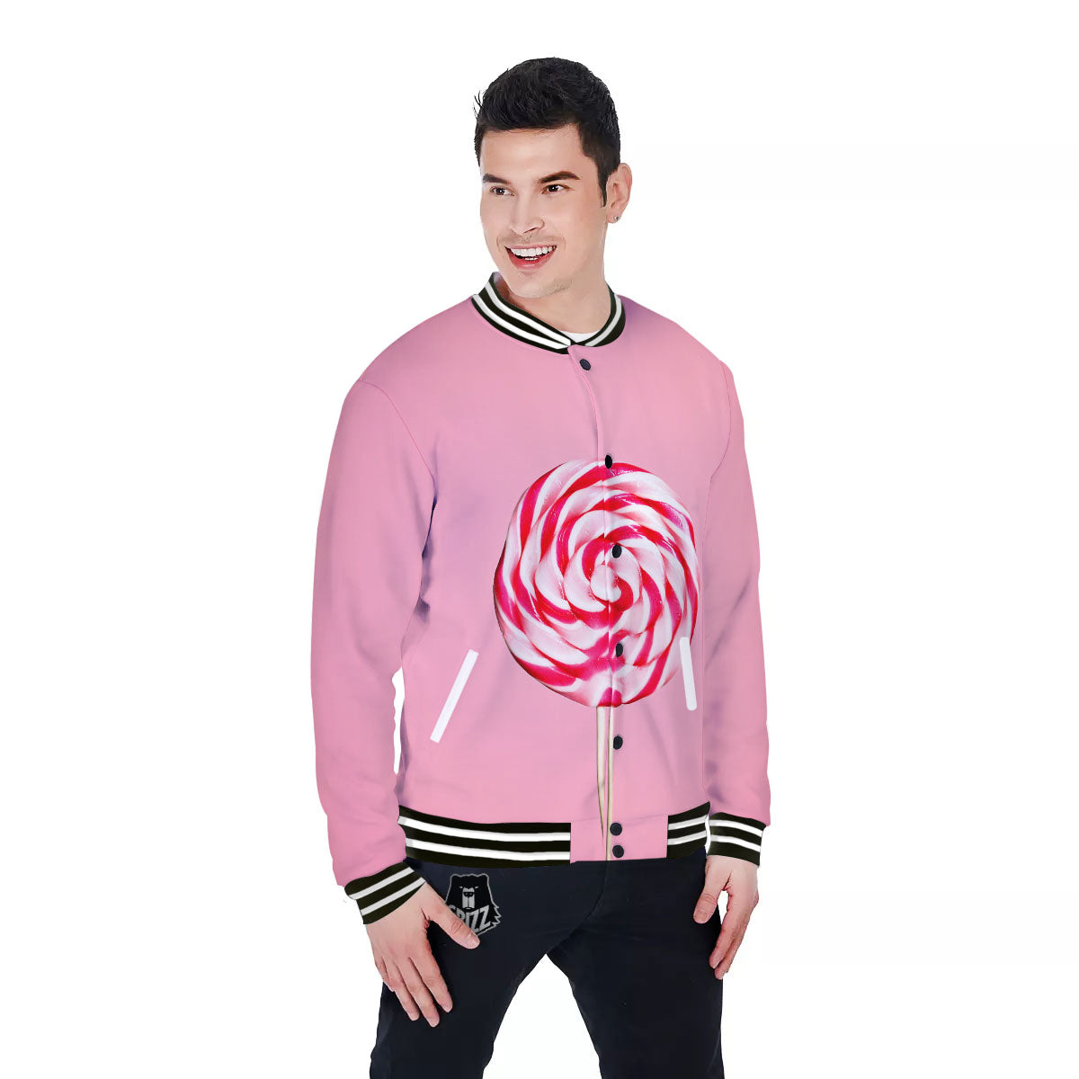 Lollipop Retro Print Baseball Jacket-grizzshop