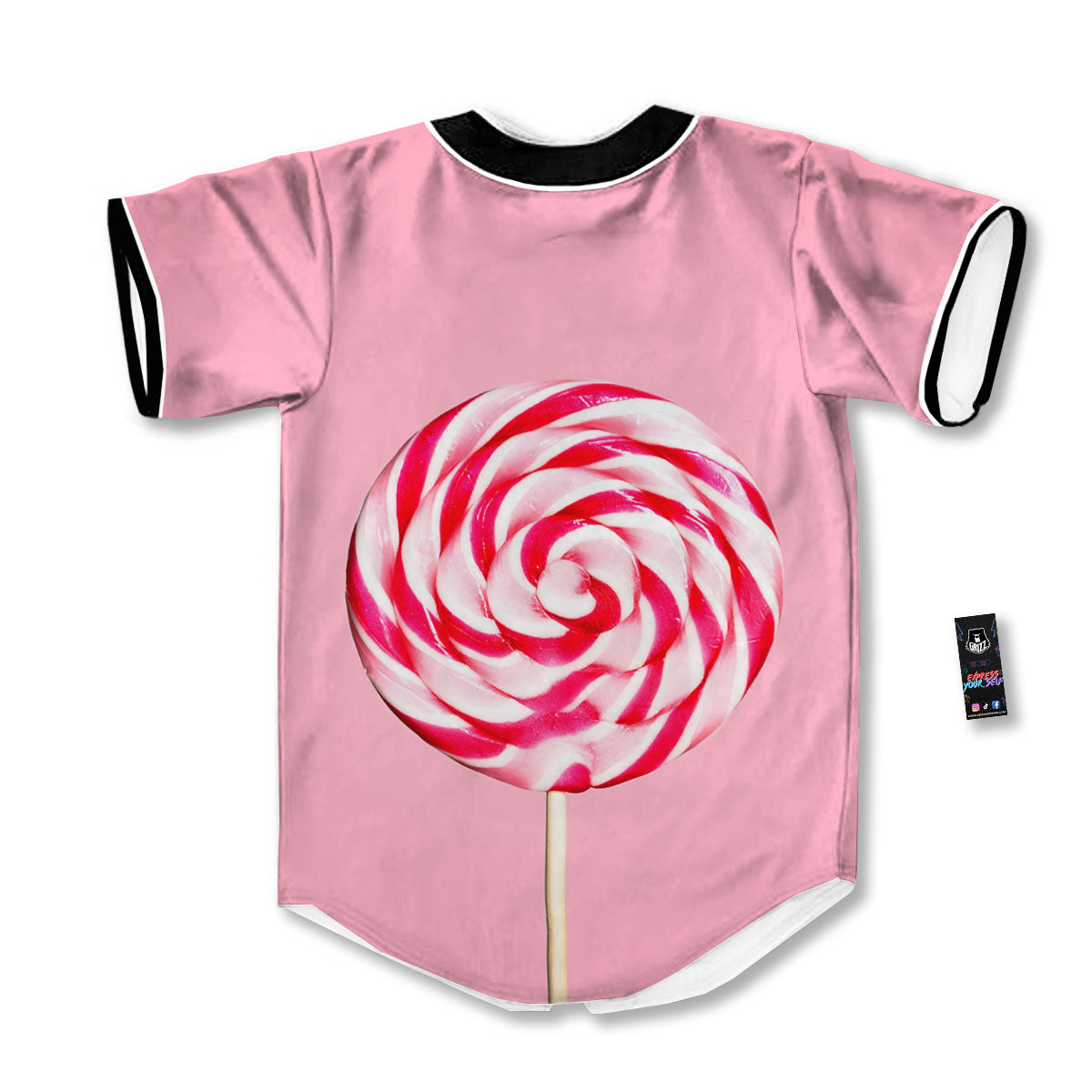 Lollipop Retro Print Baseball Jersey-grizzshop
