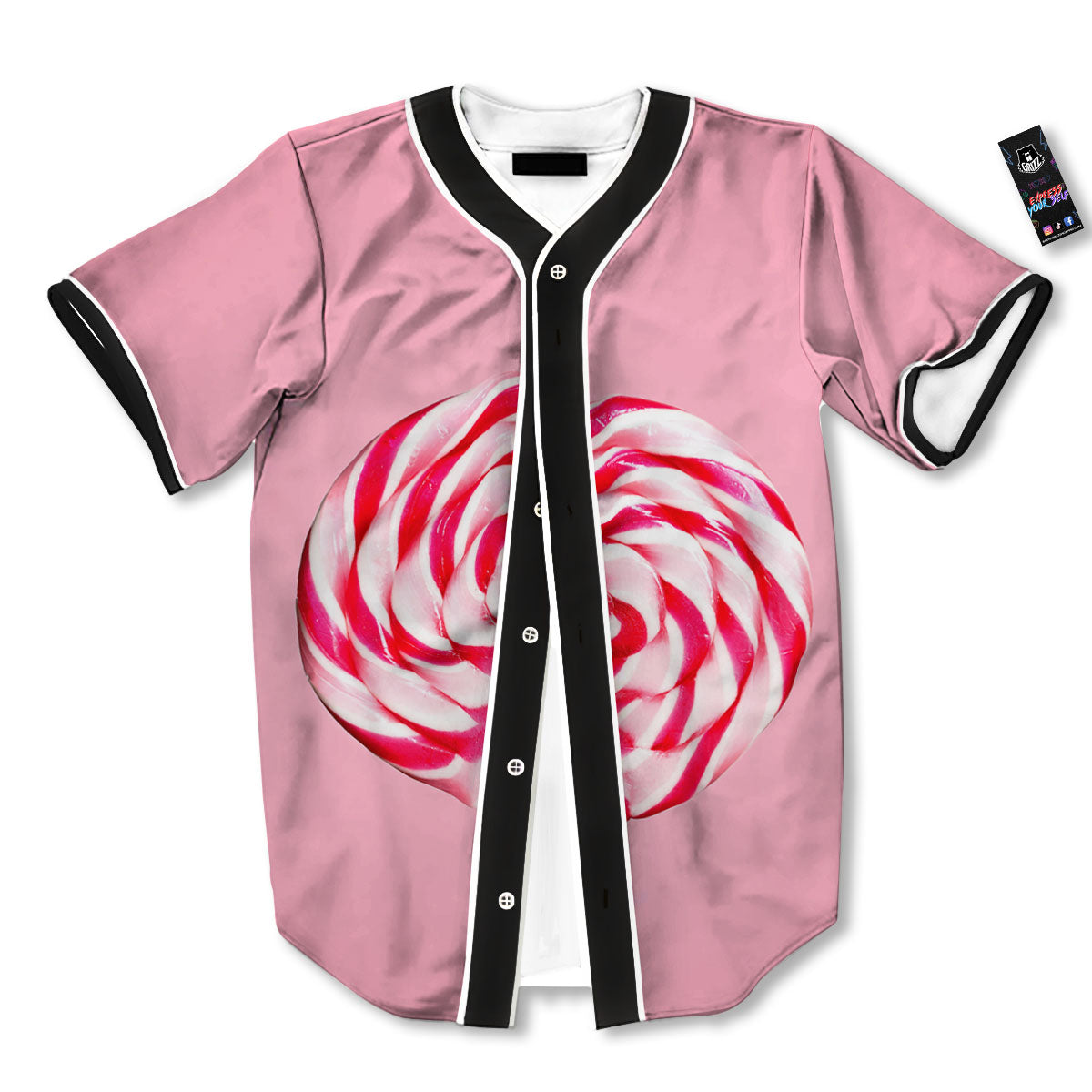 Lollipop Retro Print Baseball Jersey-grizzshop