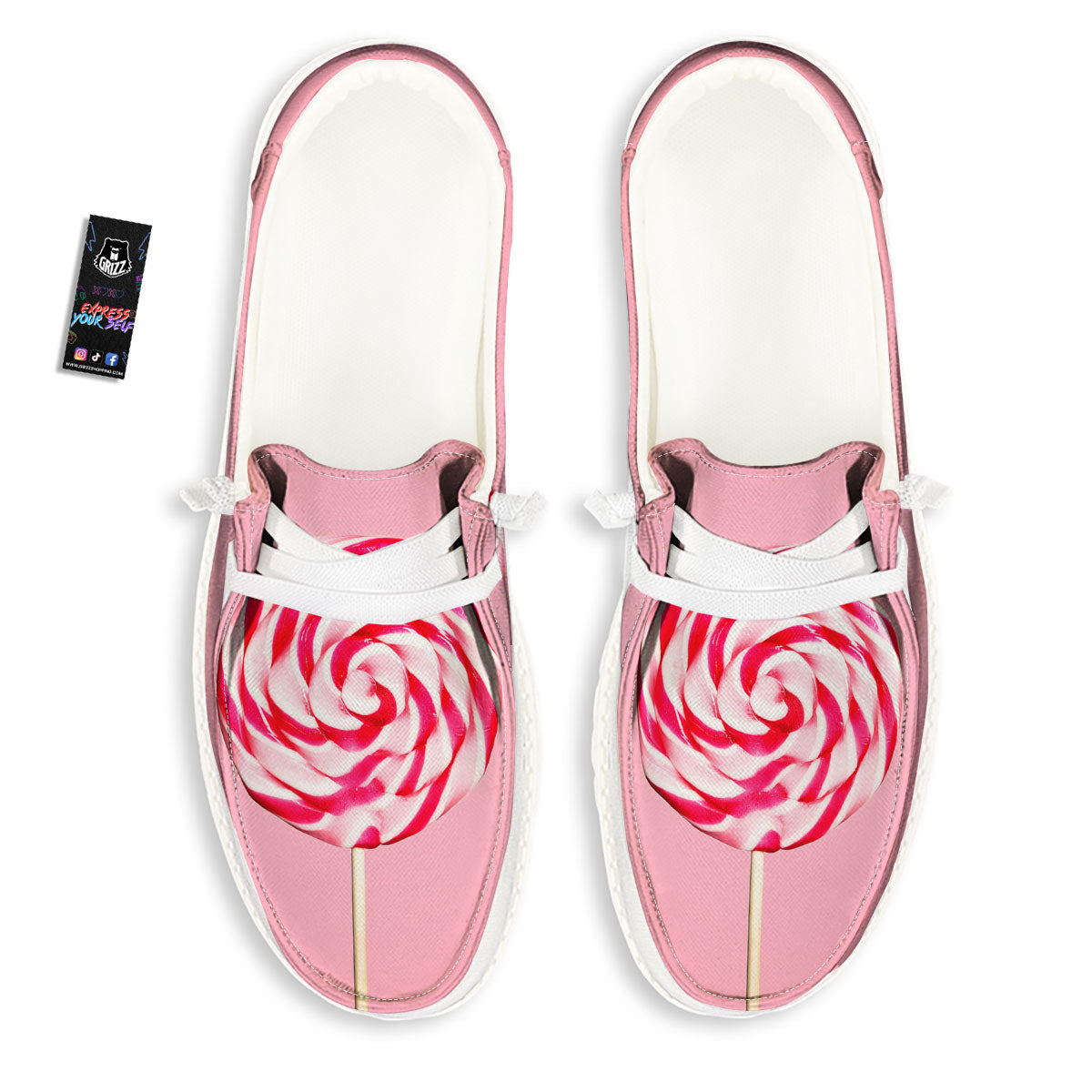 Lollipop Retro Print Black Loafers-grizzshop
