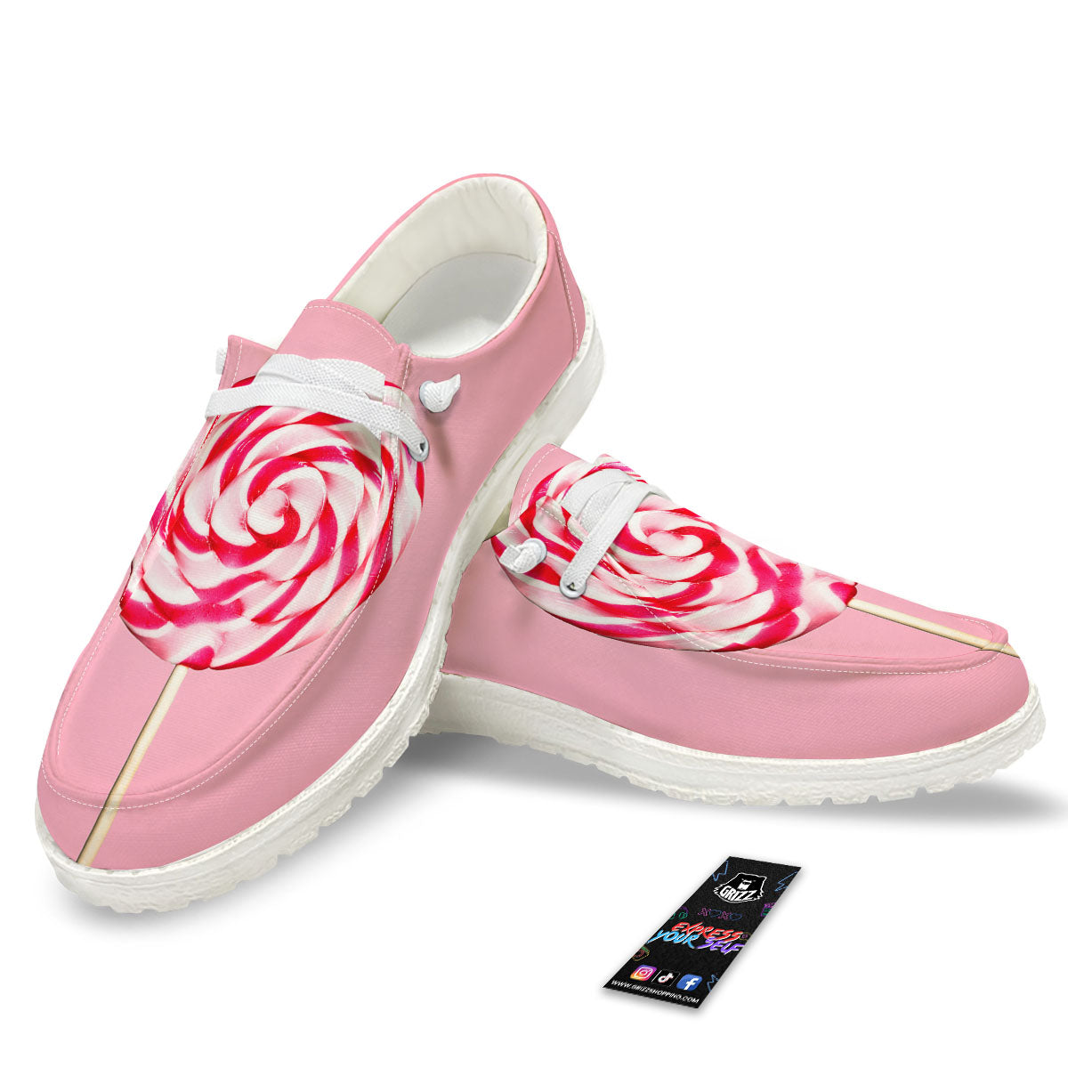 Lollipop Retro Print Black Loafers-grizzshop