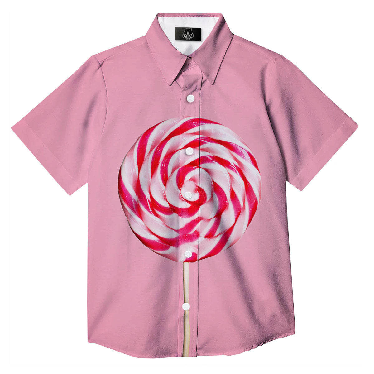 Lollipop Retro Print Button Up Shirt-grizzshop