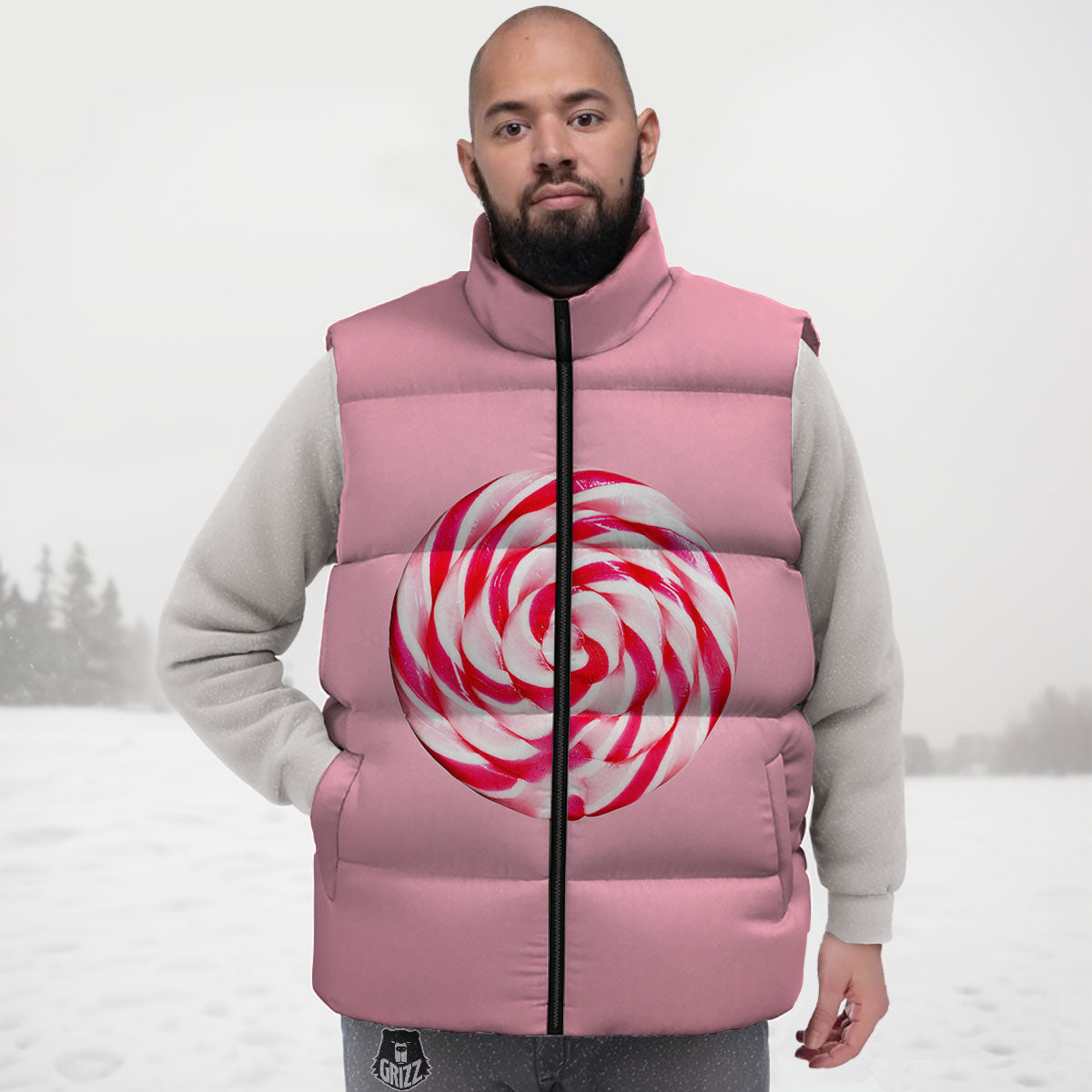 Lollipop Retro Print Down Vest