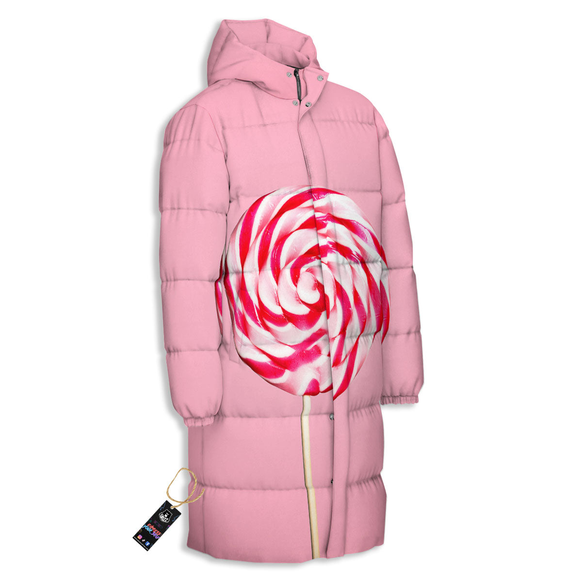 Lollipop Retro Print Long Down Jacket-grizzshop