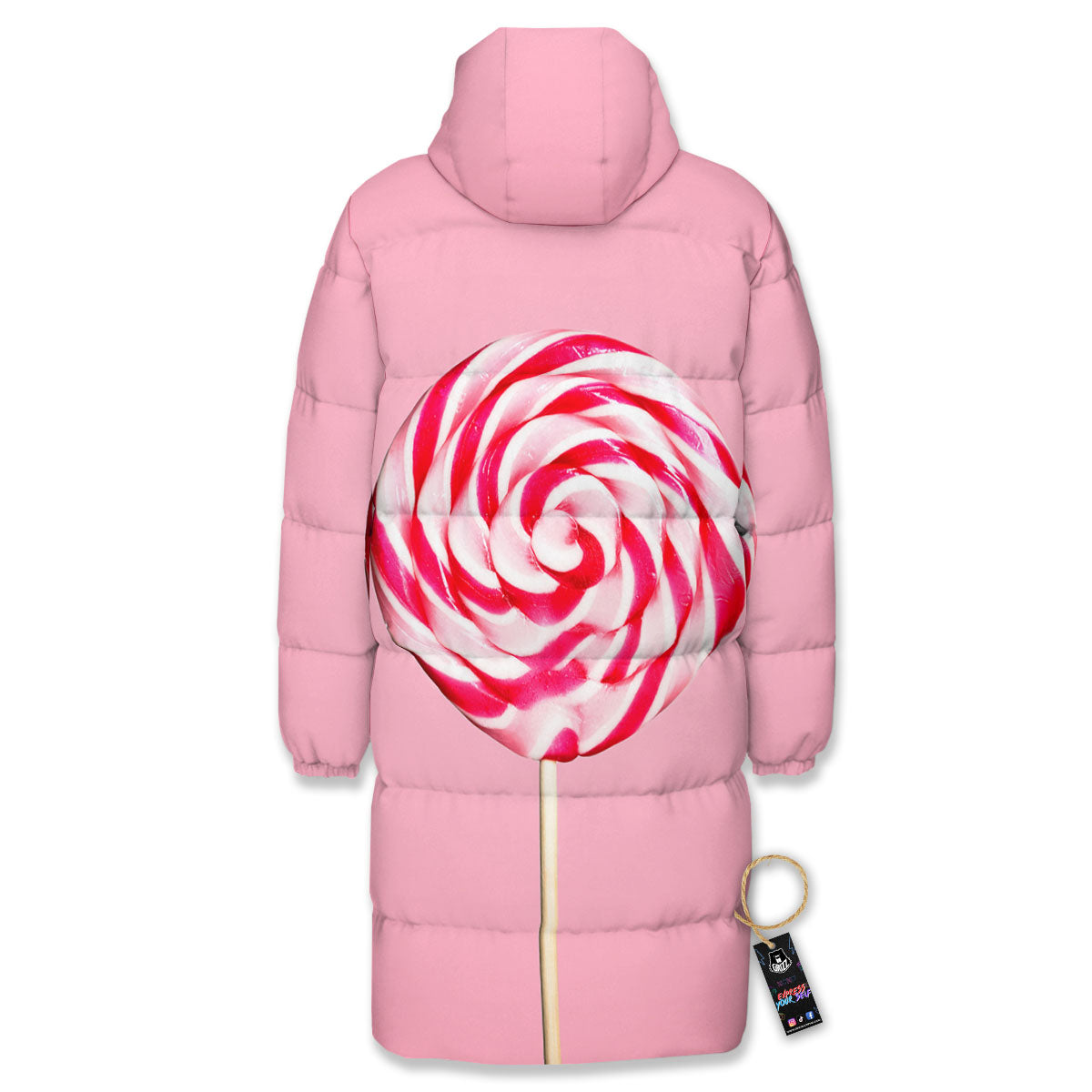 Lollipop Retro Print Long Down Jacket-grizzshop