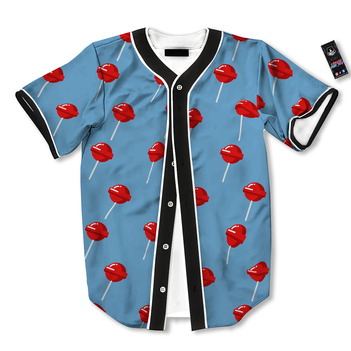 Lollipop Retro Print Pattern Baseball Jersey-grizzshop