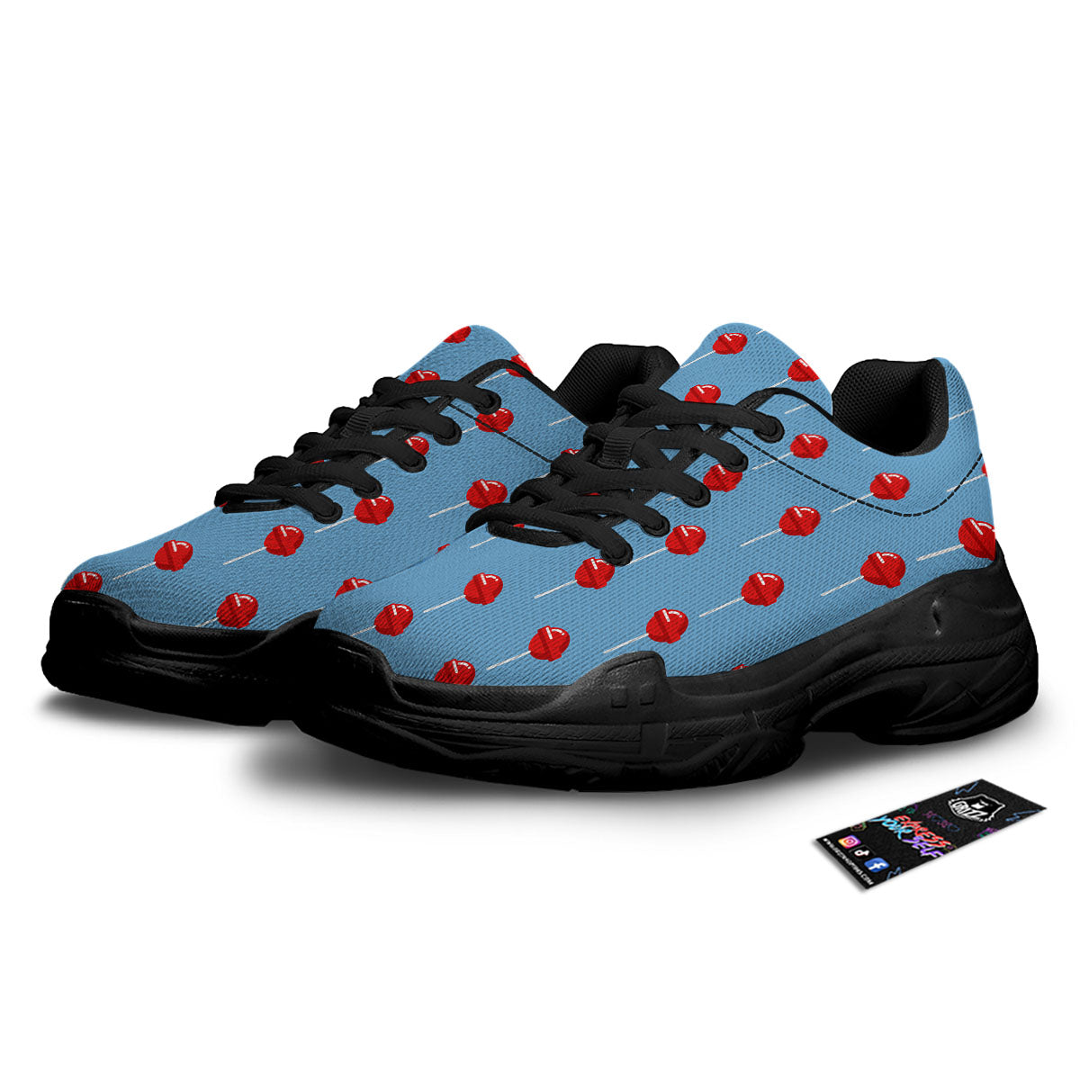 Lollipop Retro Print Pattern Black Chunky Shoes-grizzshop