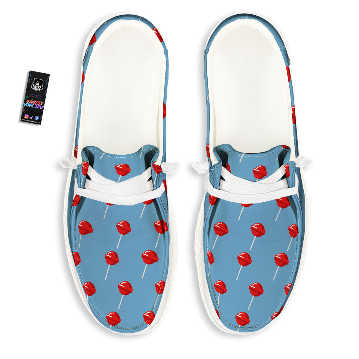 Lollipop Retro Print Pattern Black Loafers-grizzshop