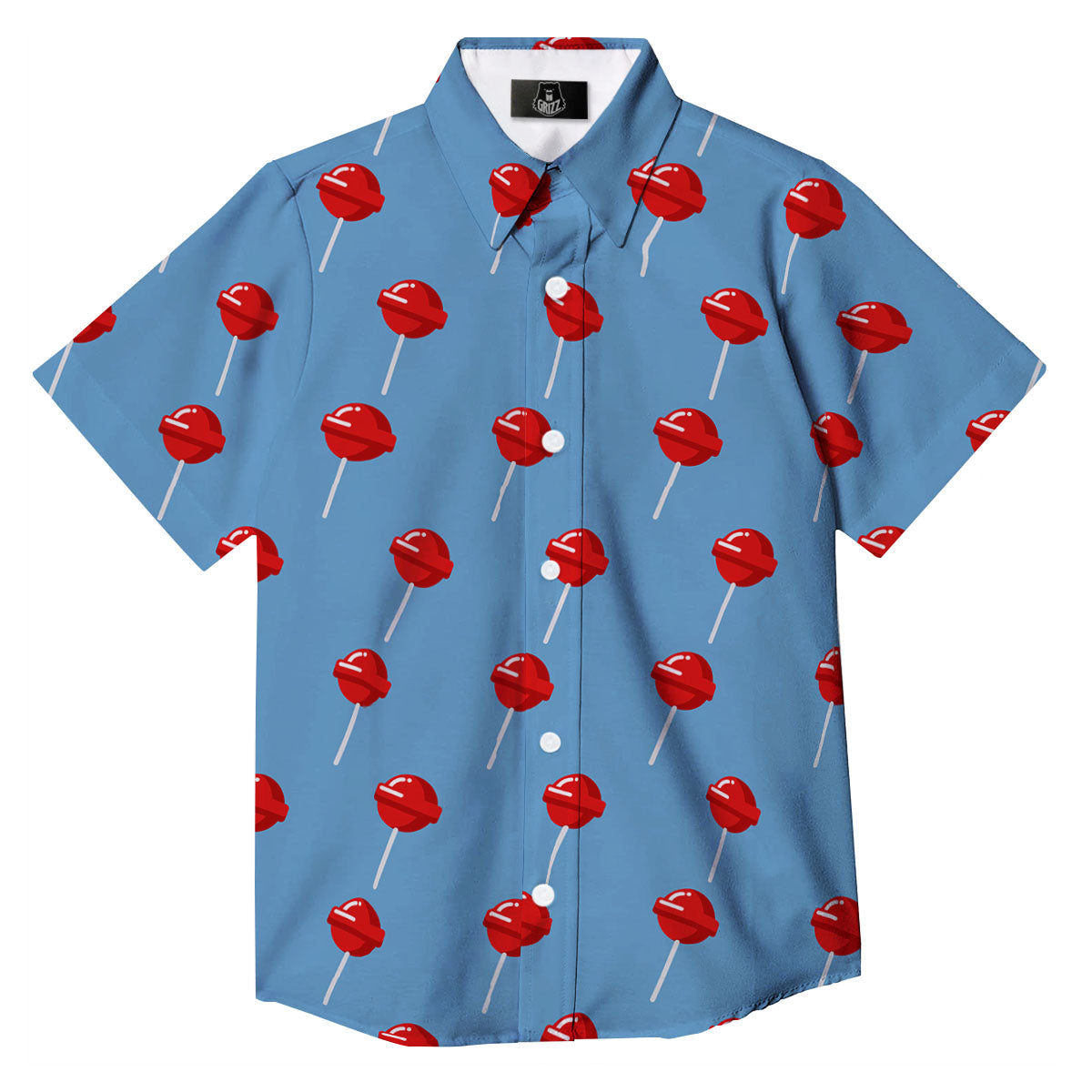 Lollipop Retro Print Pattern Button Up Shirt-grizzshop