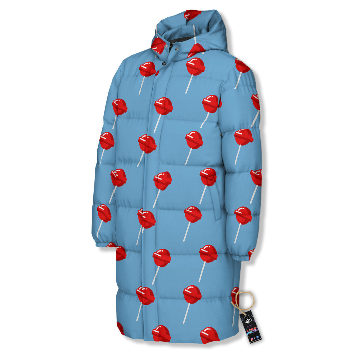 Lollipop Retro Print Pattern Long Down Jacket-grizzshop