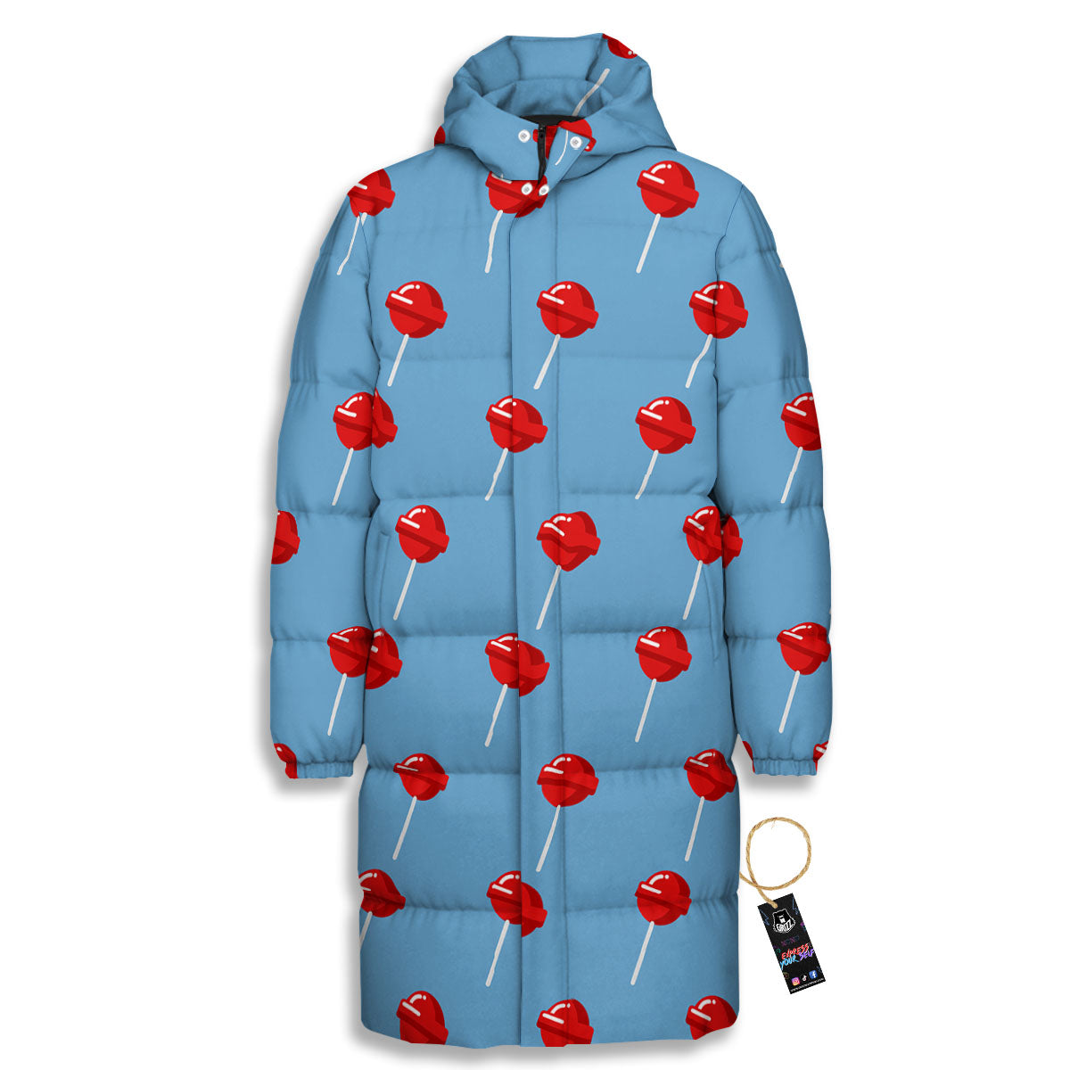Lollipop Retro Print Pattern Long Down Jacket-grizzshop