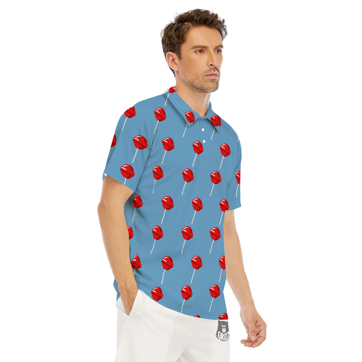 Lollipop Retro Print Pattern Men's Golf Shirts-grizzshop