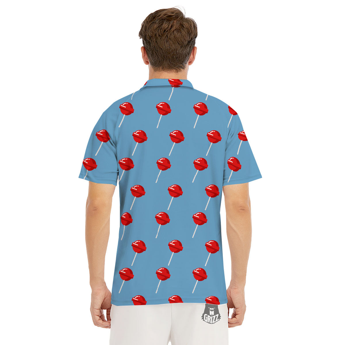 Lollipop Retro Print Pattern Men's Golf Shirts-grizzshop