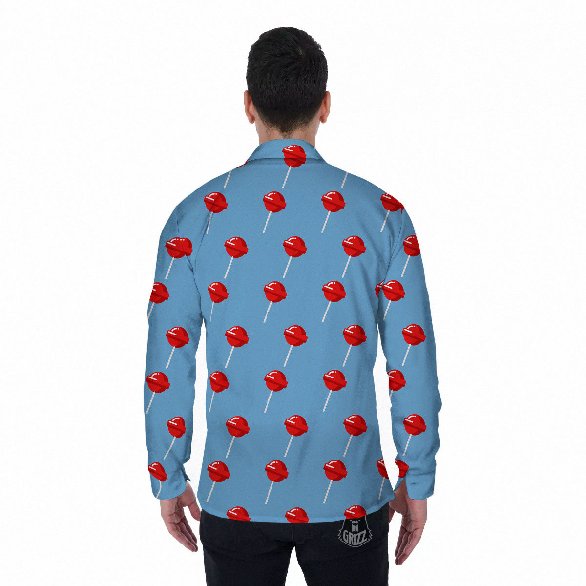 Lollipop Retro Print Pattern Men's Long Sleeve Shirts-grizzshop