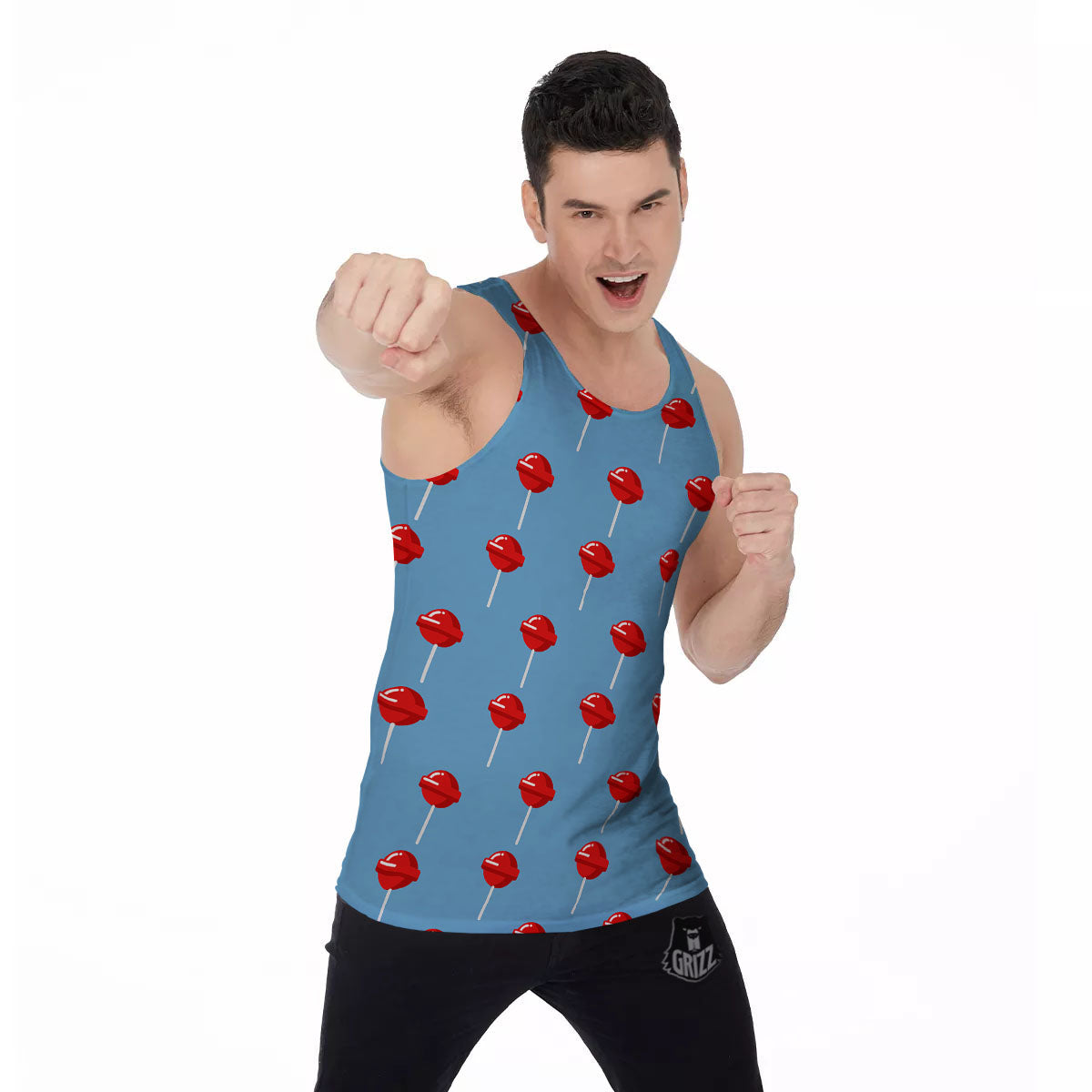 Lollipop Retro Print Pattern Men's Tank Top-grizzshop