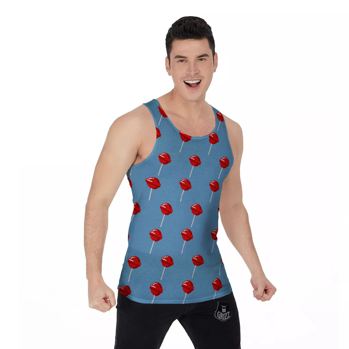 Lollipop Retro Print Pattern Men's Tank Top-grizzshop