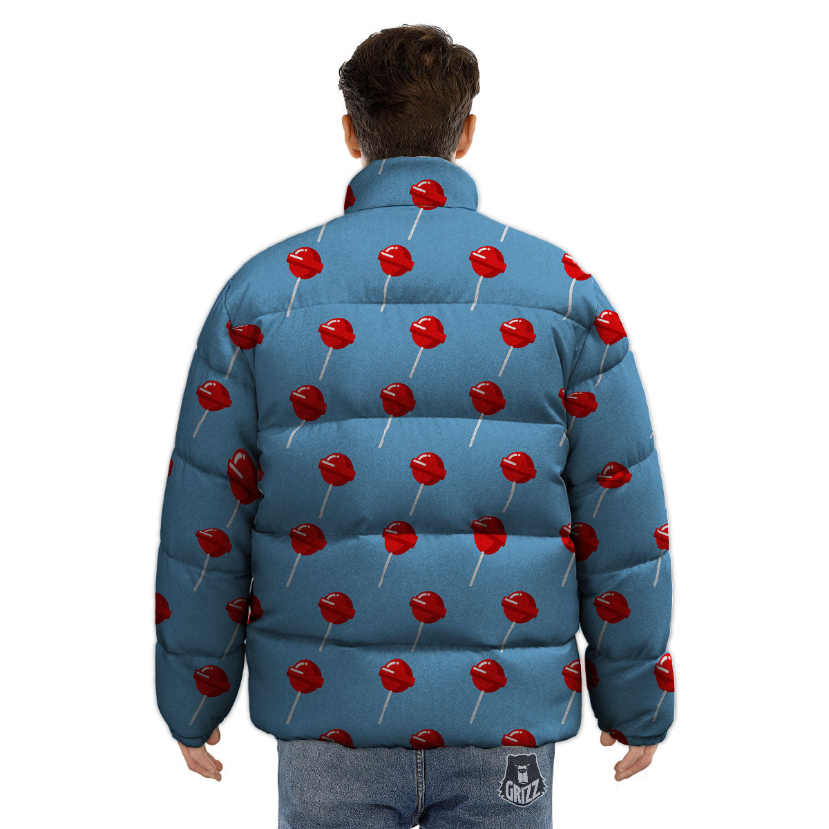 Lollipop Retro Print Pattern Puffer Jacket-grizzshop