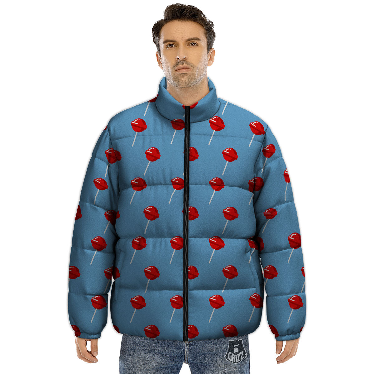 Lollipop Retro Print Pattern Puffer Jacket-grizzshop