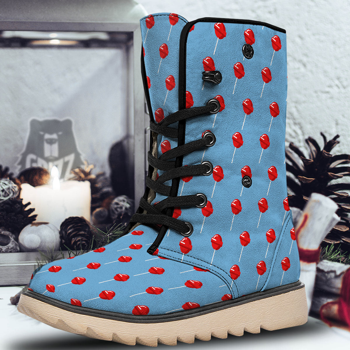 Lollipop Retro Print Pattern Snow Boots-grizzshop