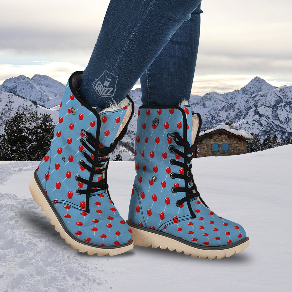 Lollipop Retro Print Pattern Snow Boots-grizzshop