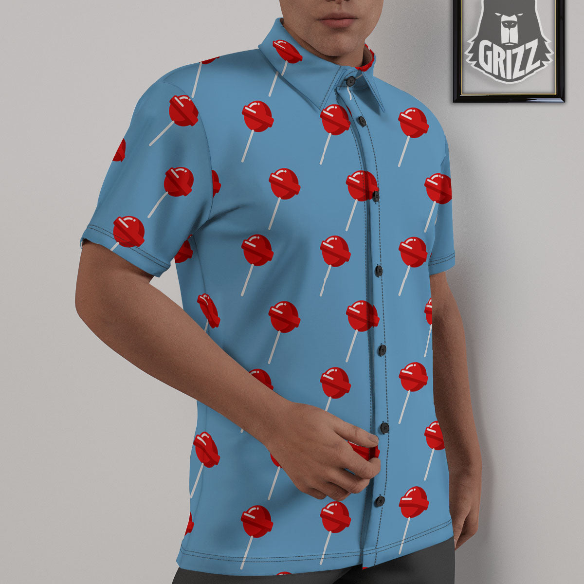 Lollipop Retro Print Pattern Untucked Shirts-grizzshop