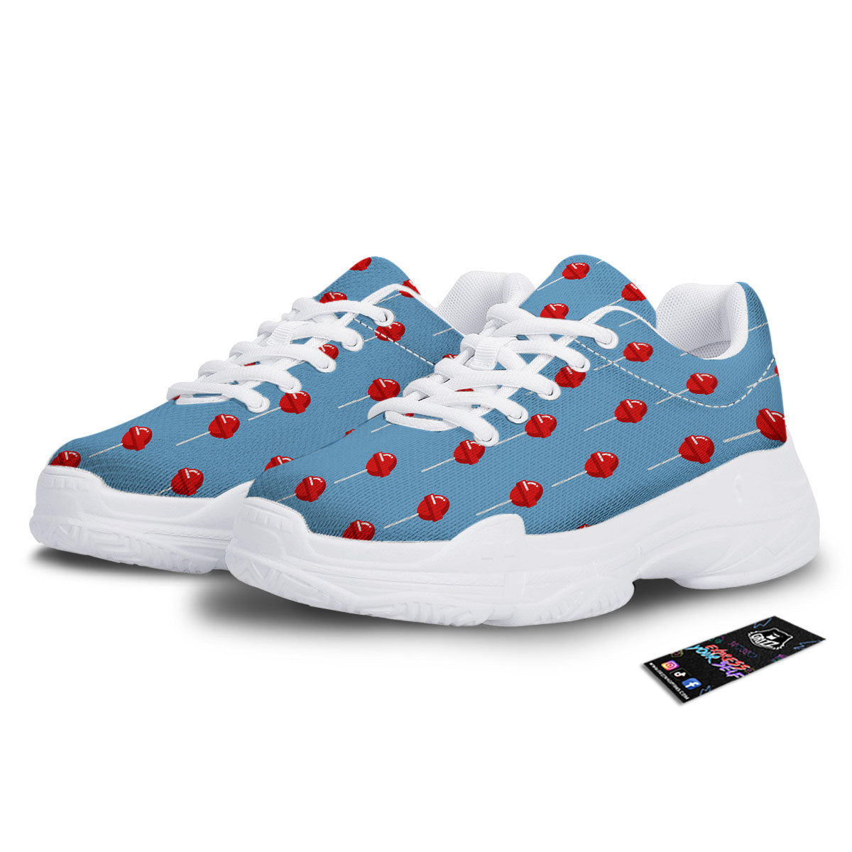 Lollipop Retro Print Pattern White Chunky Shoes-grizzshop
