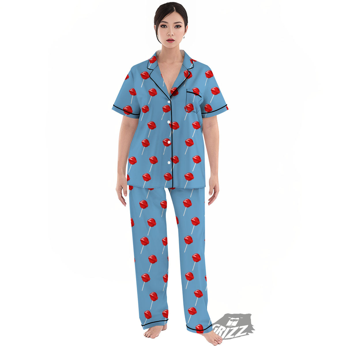 Lollipop Retro Print Pattern Women's Pajamas Set-grizzshop