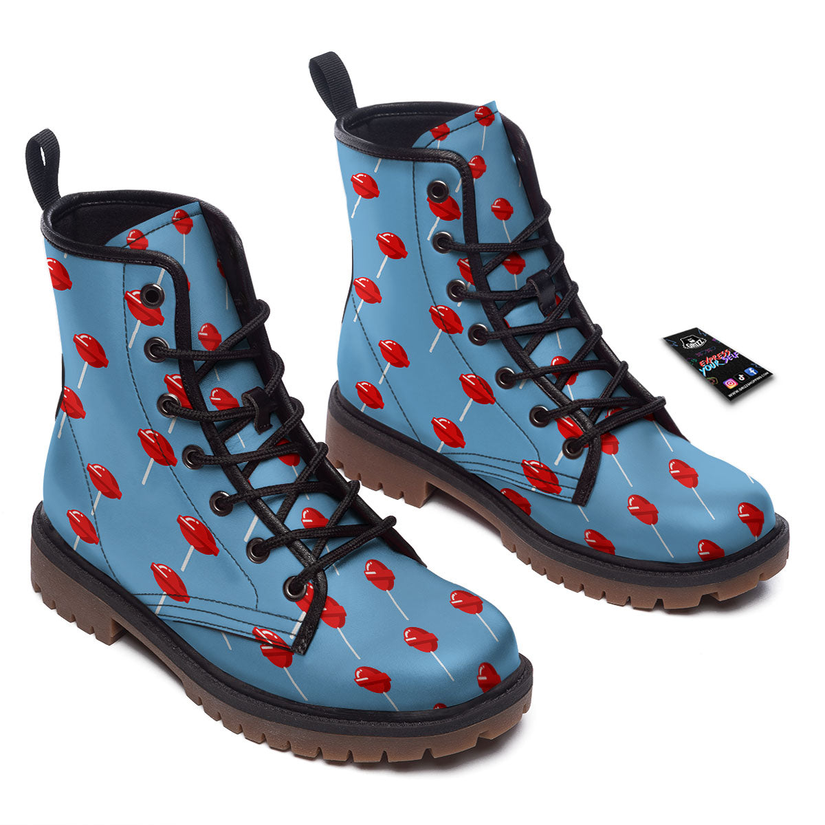 Lollipop Retro Print Pattern Work Boots-grizzshop