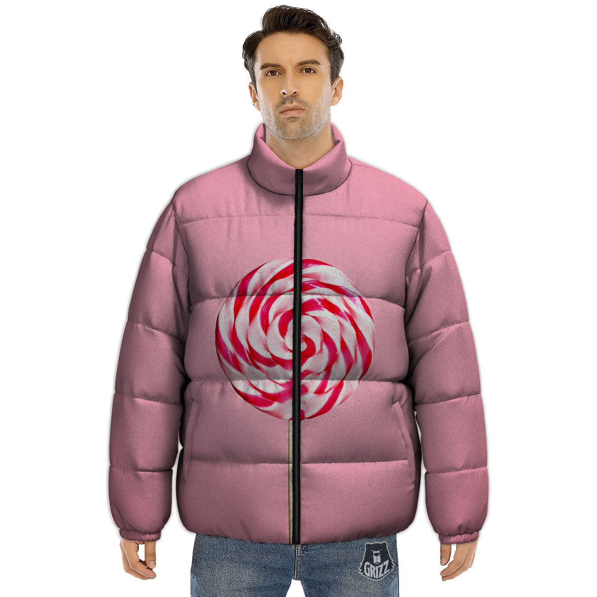 Lollipop Retro Print Puffer Jacket-grizzshop