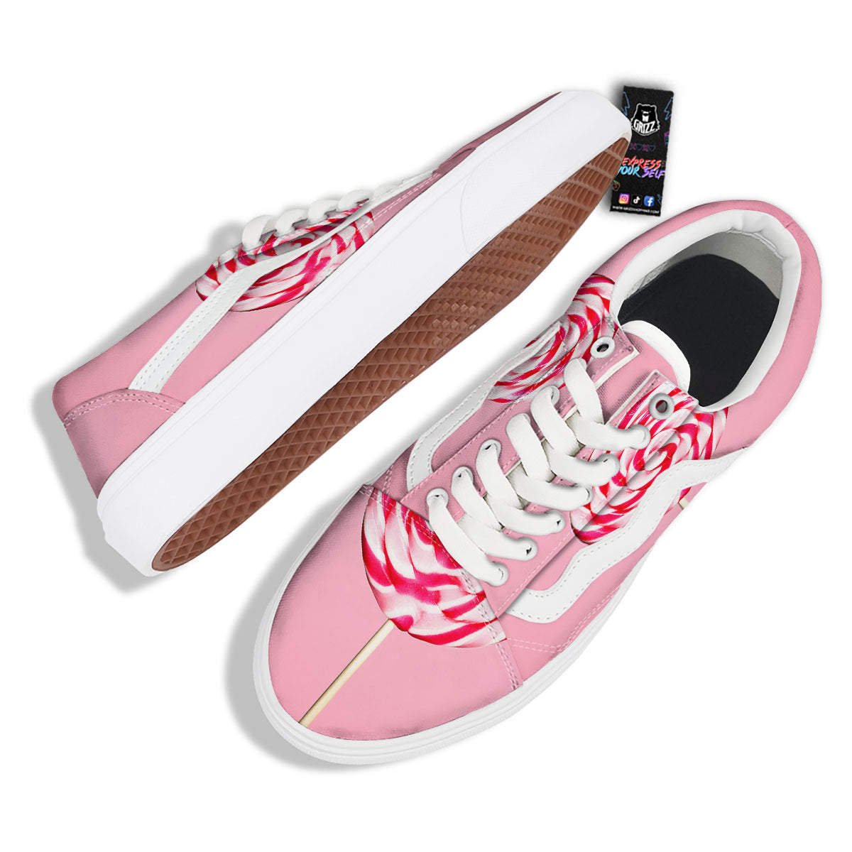 Lollipop Retro Print Skate Shoes-grizzshop