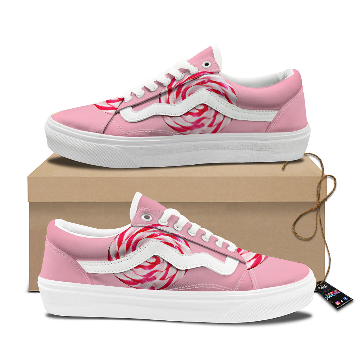 Lollipop Retro Print Skate Shoes-grizzshop