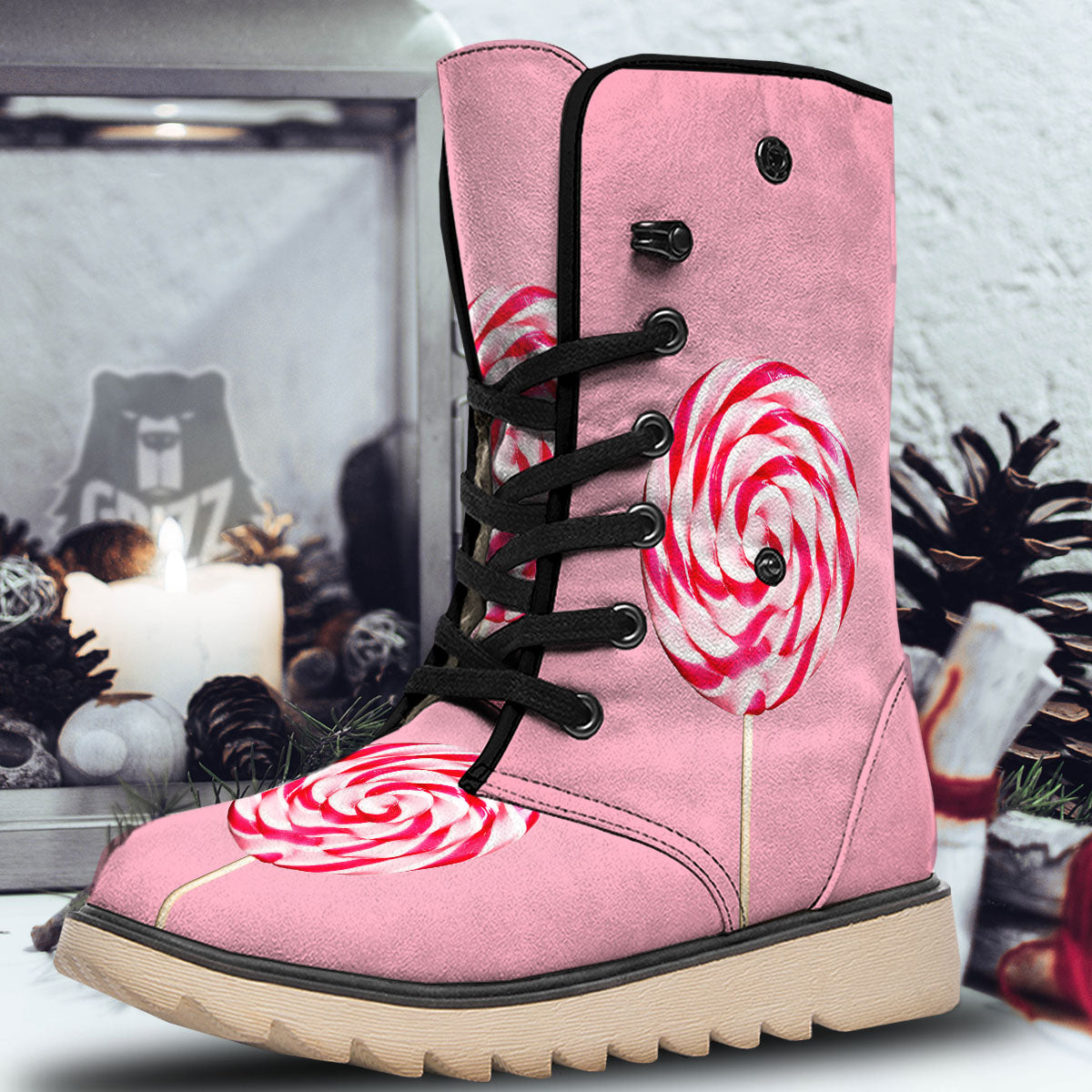 Lollipop Retro Print Snow Boots-grizzshop