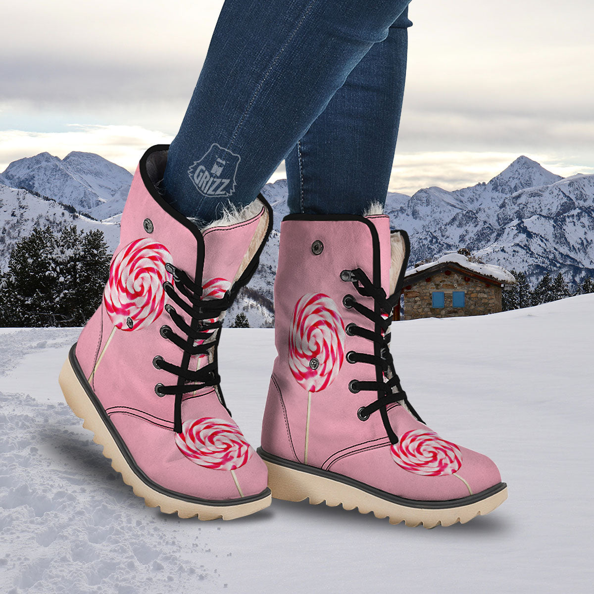 Lollipop Retro Print Snow Boots-grizzshop